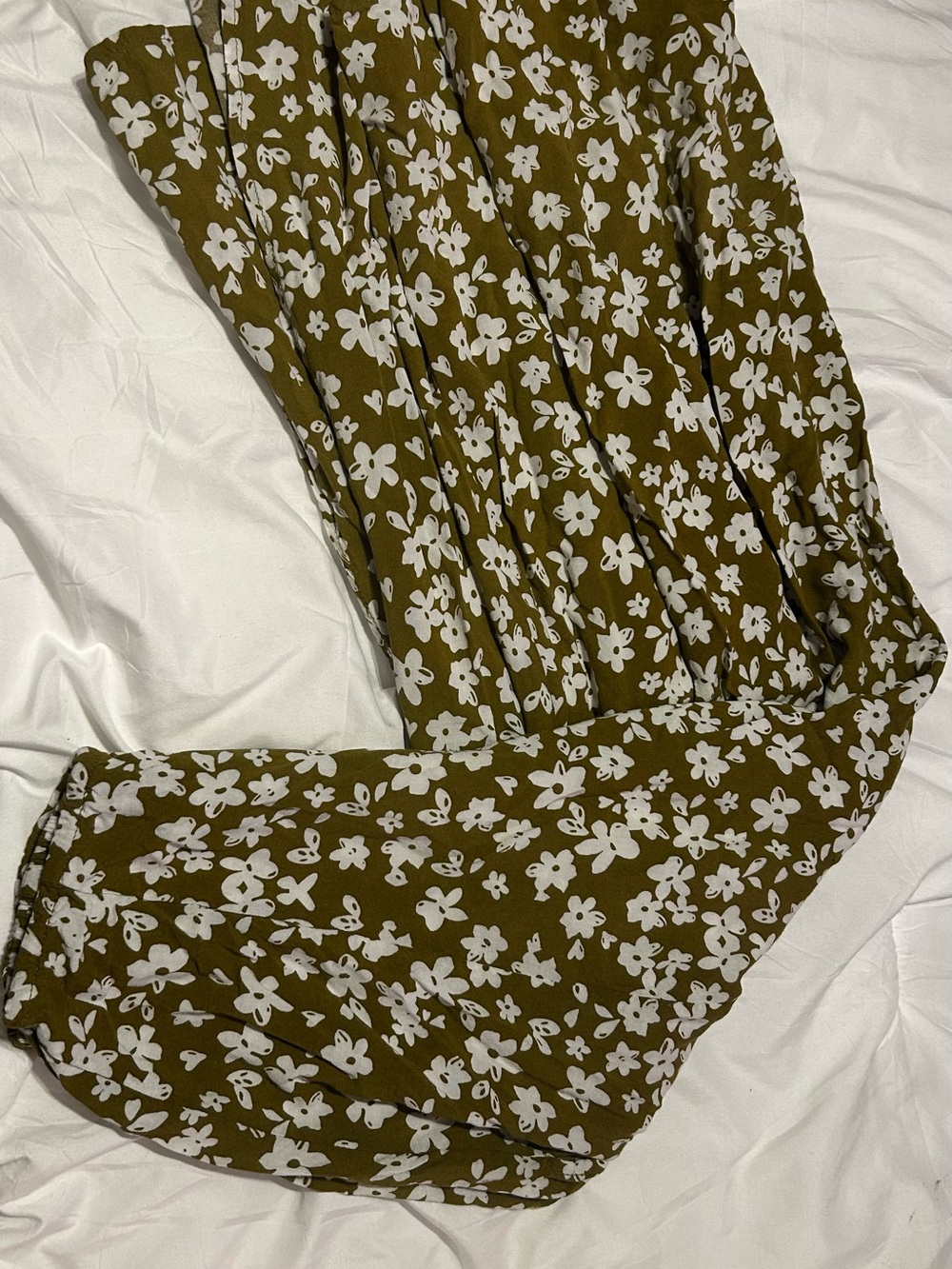 Kendall & Kylie Olive Green Floral Wide-Leg Jumpsuit
